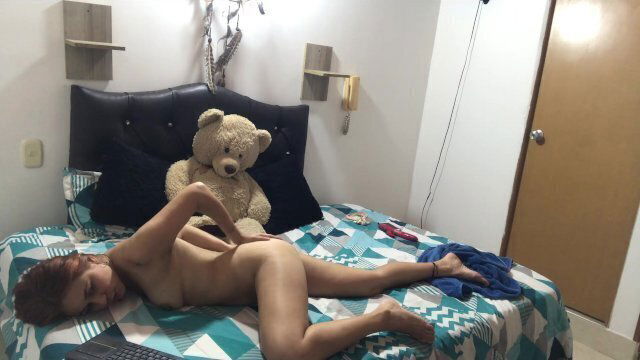 beautiful lady comes shower starts playing with towel fingering body,