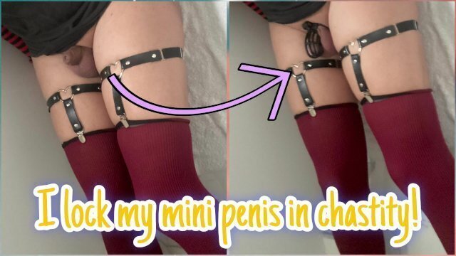 Trans girl locks mini penis chastity!