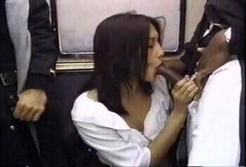 2man and 1 wowan threesome in subway