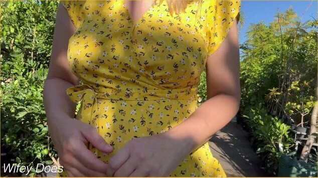 Wifey heads cute summer dress braless.