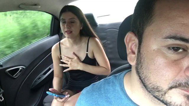sexy girl lush pussy cums back seat uber
