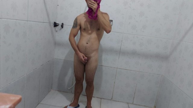 stepmother catches stepson smelling used panties jerking off, almost cumming, decides