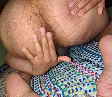 Fingering Hairy hole while dildo makes fart