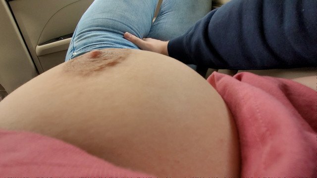 Masturbating Girl Tight Jeans with Natural Boobs