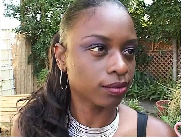 Skinny black girl gets bent over railed from behind