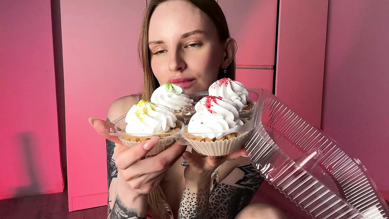 stomp cakes with feet jerk them with dildo