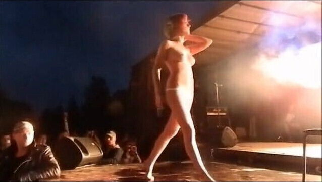 Amateur stripper at a bike show