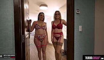 TABOOHEAT Horny Divorced MILFs Seduce Room Service into Threesome Cory Chase, Melanie Hicks