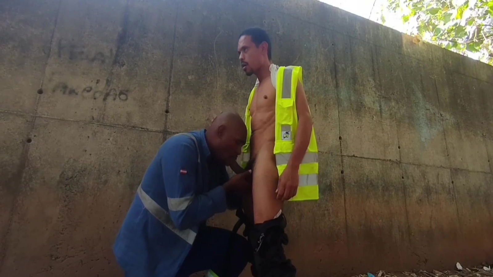 Hunter Black Trabalhadores Transando Escondido Atras Obra Horario Trabalho