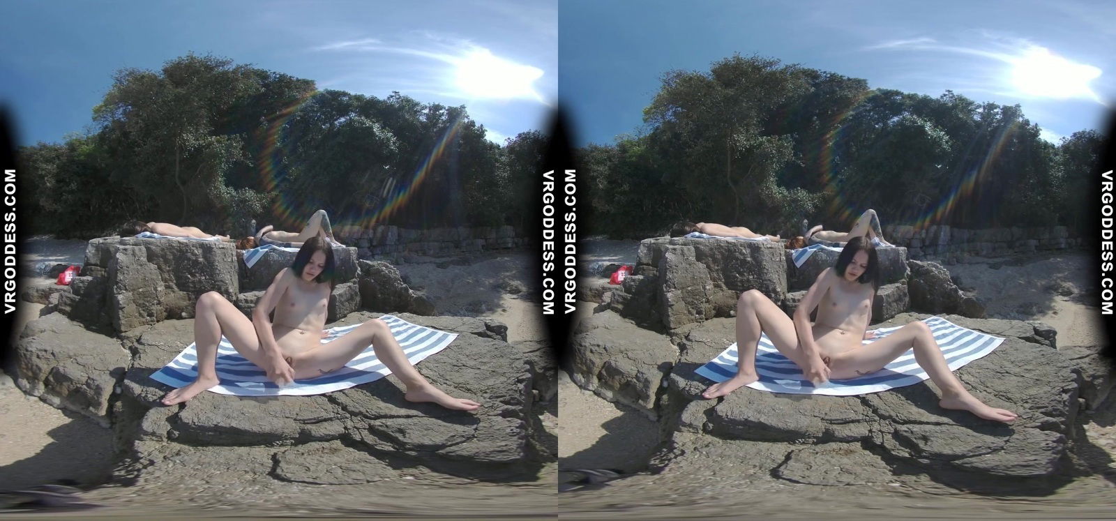 Matty Risky Public Dildo Masturbation On Beach Cheri Rebeka Ruby Sunbathing Background