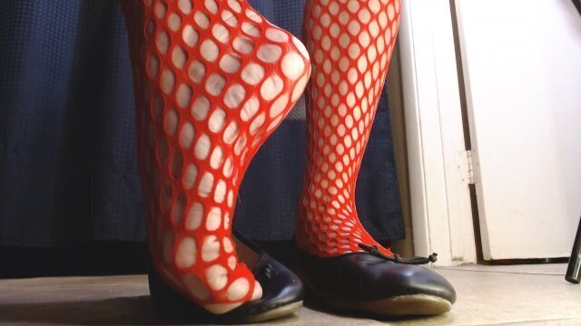 Fishnets Ballet Flats Shoeplay Dipping Wiggling