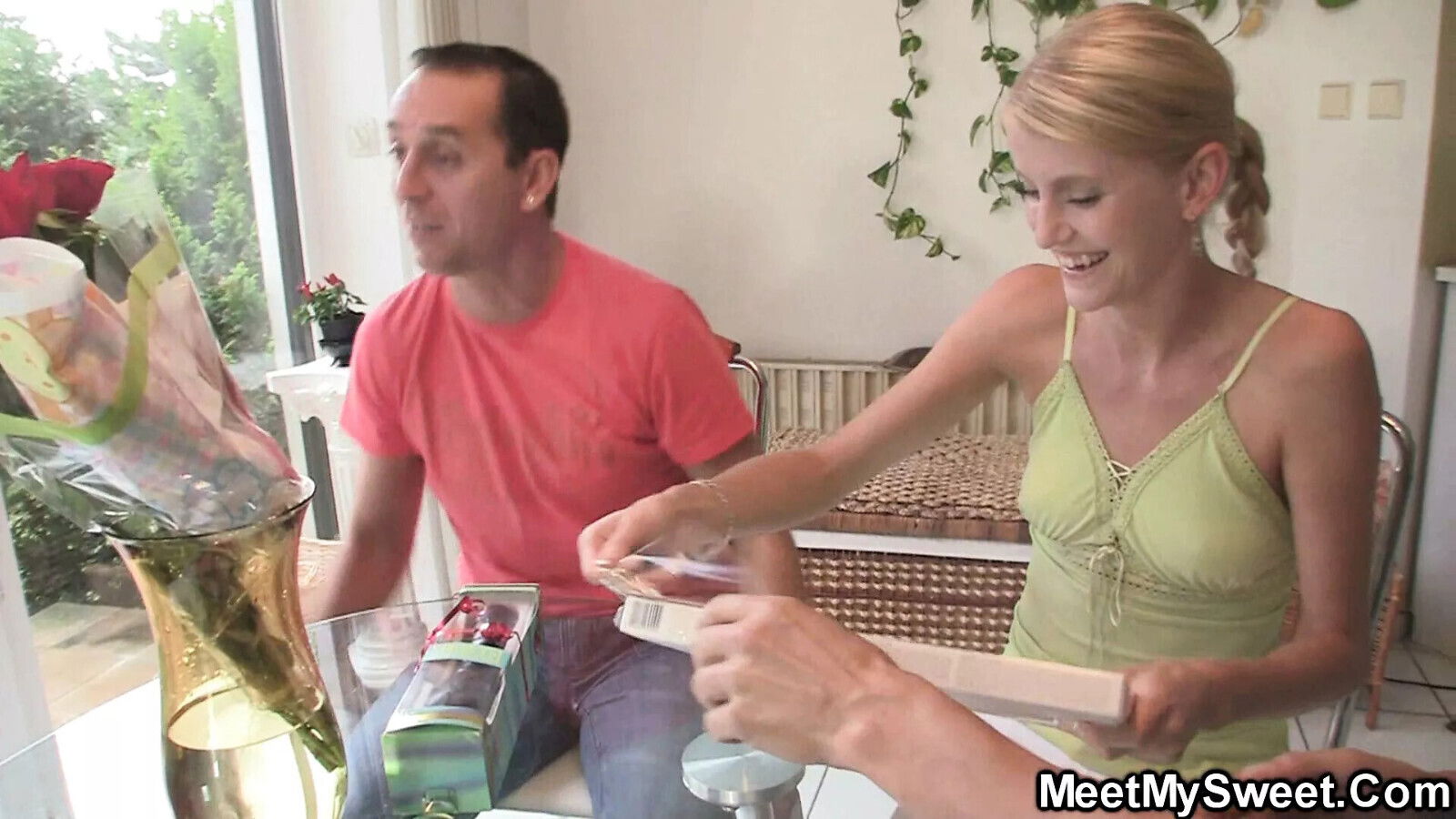 Blond seduced teen dildo fuck