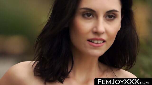 Sabrina slim beauty strips tease herself outside