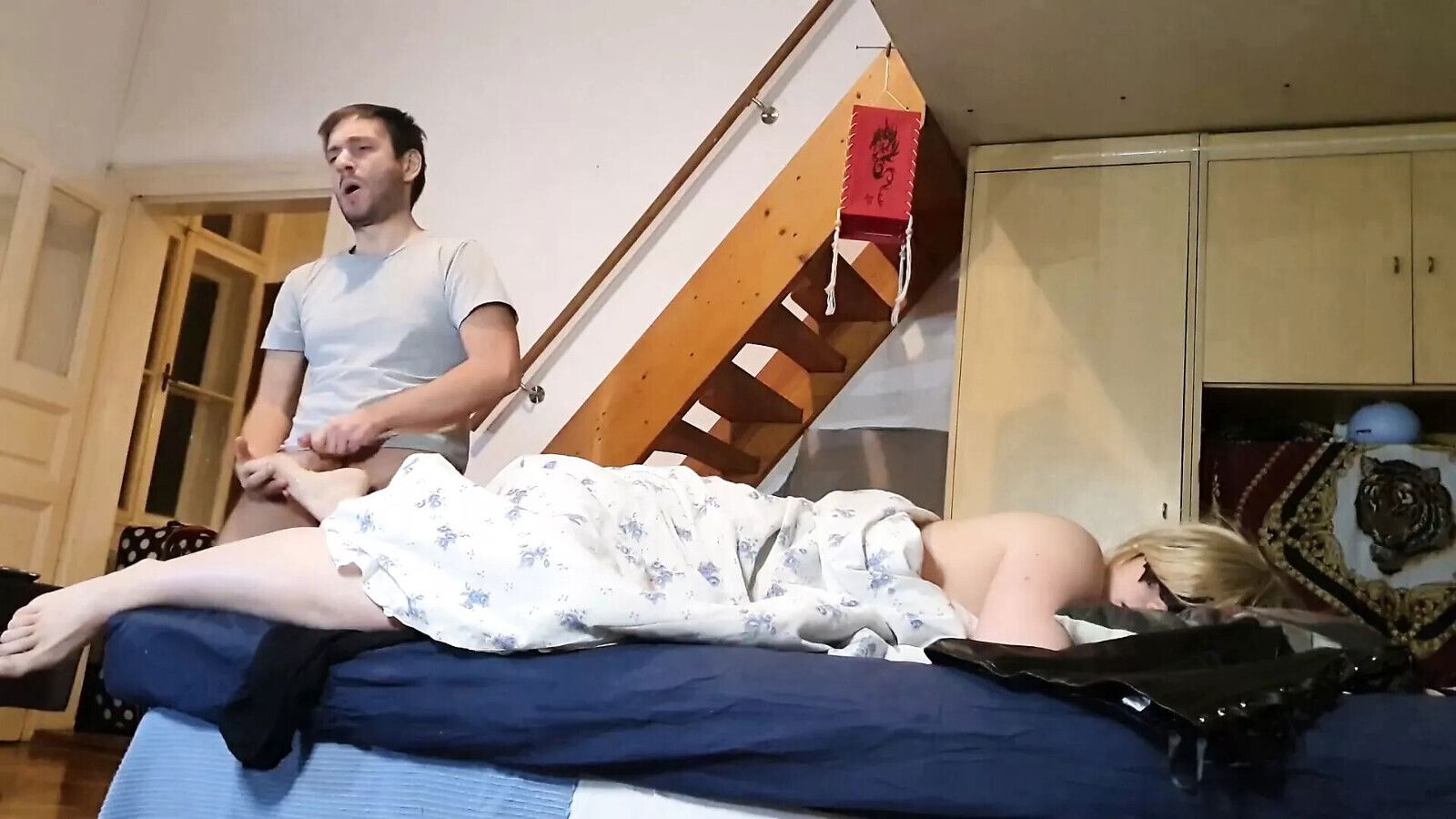 Horny stepson cumming Mothers feet front