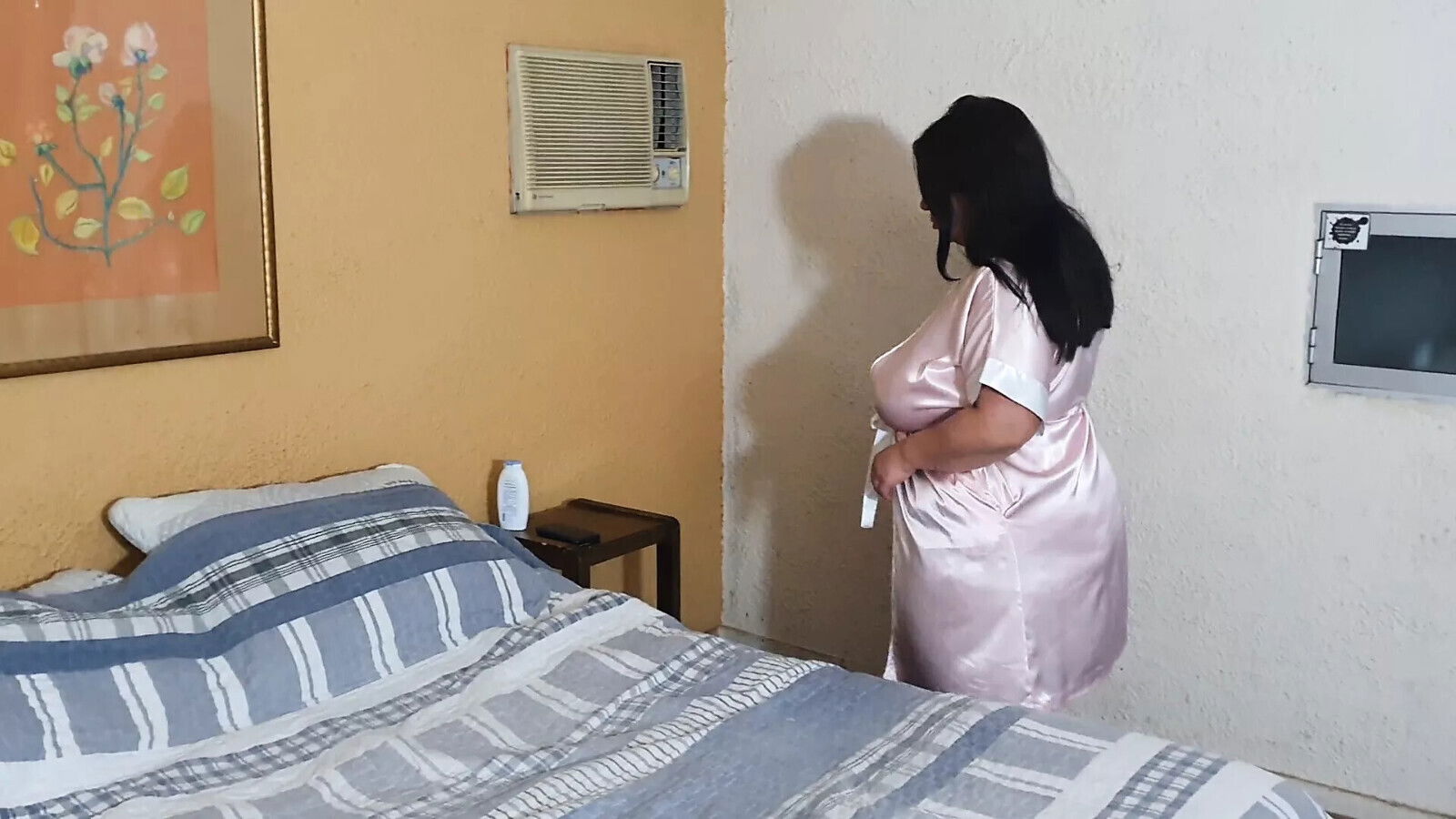 stepson gets into stepmom's touches while rests