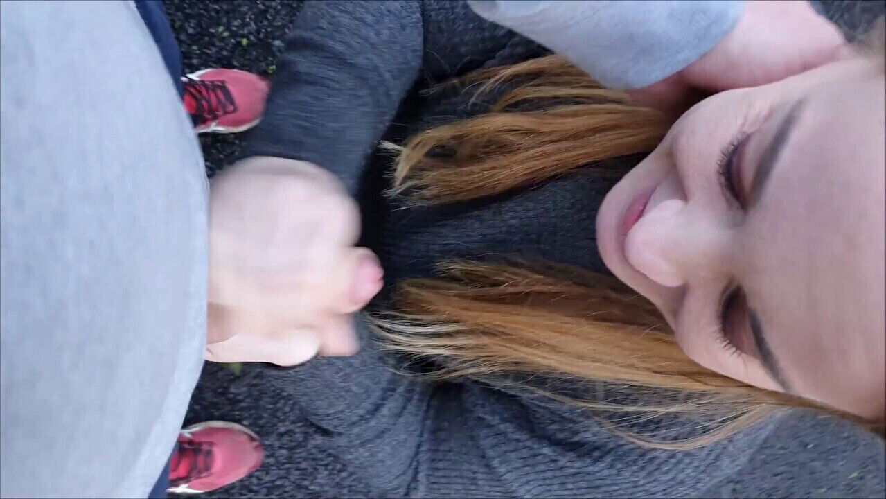 Risky outdoor doggy style water station public park