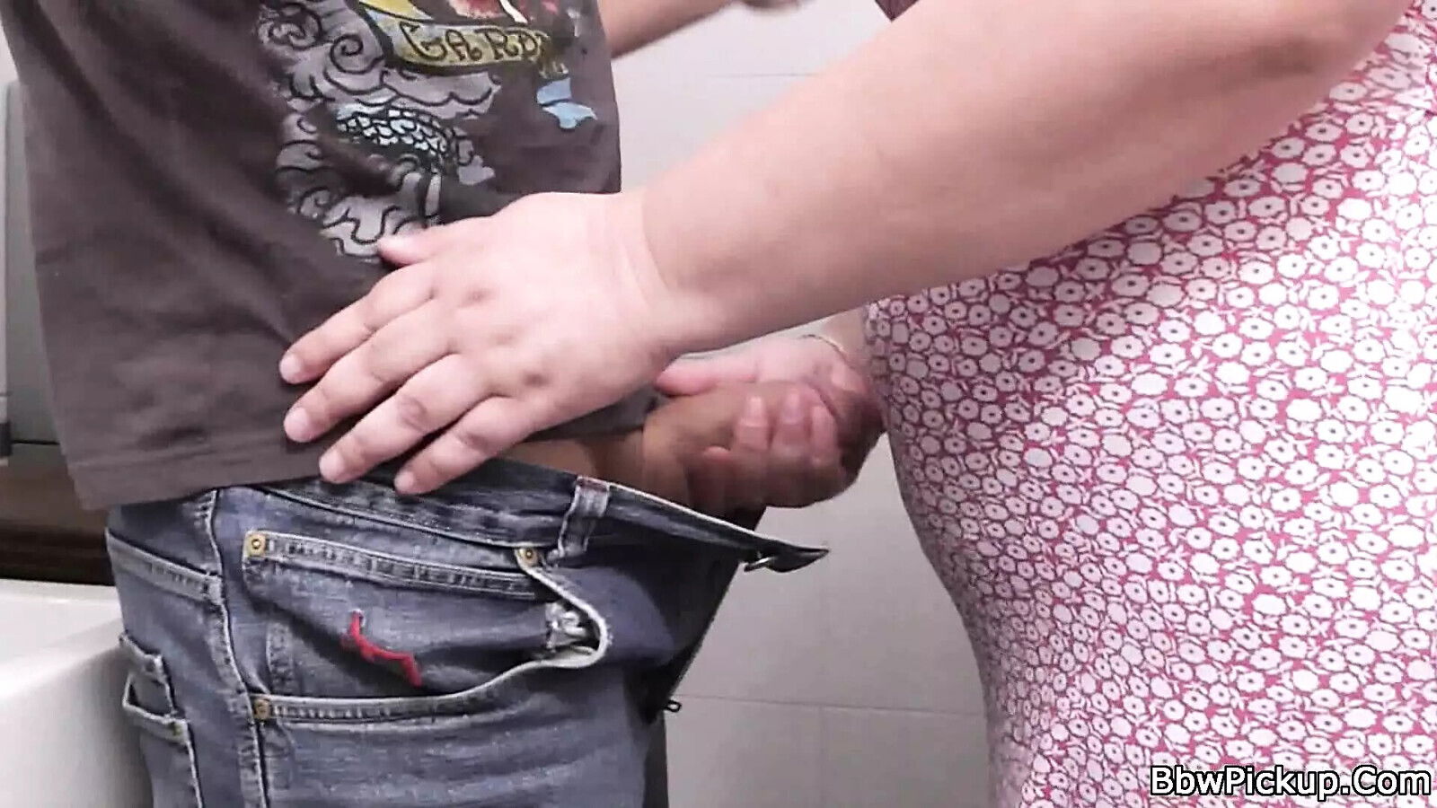 Brunette plumper rides huge dick toilet