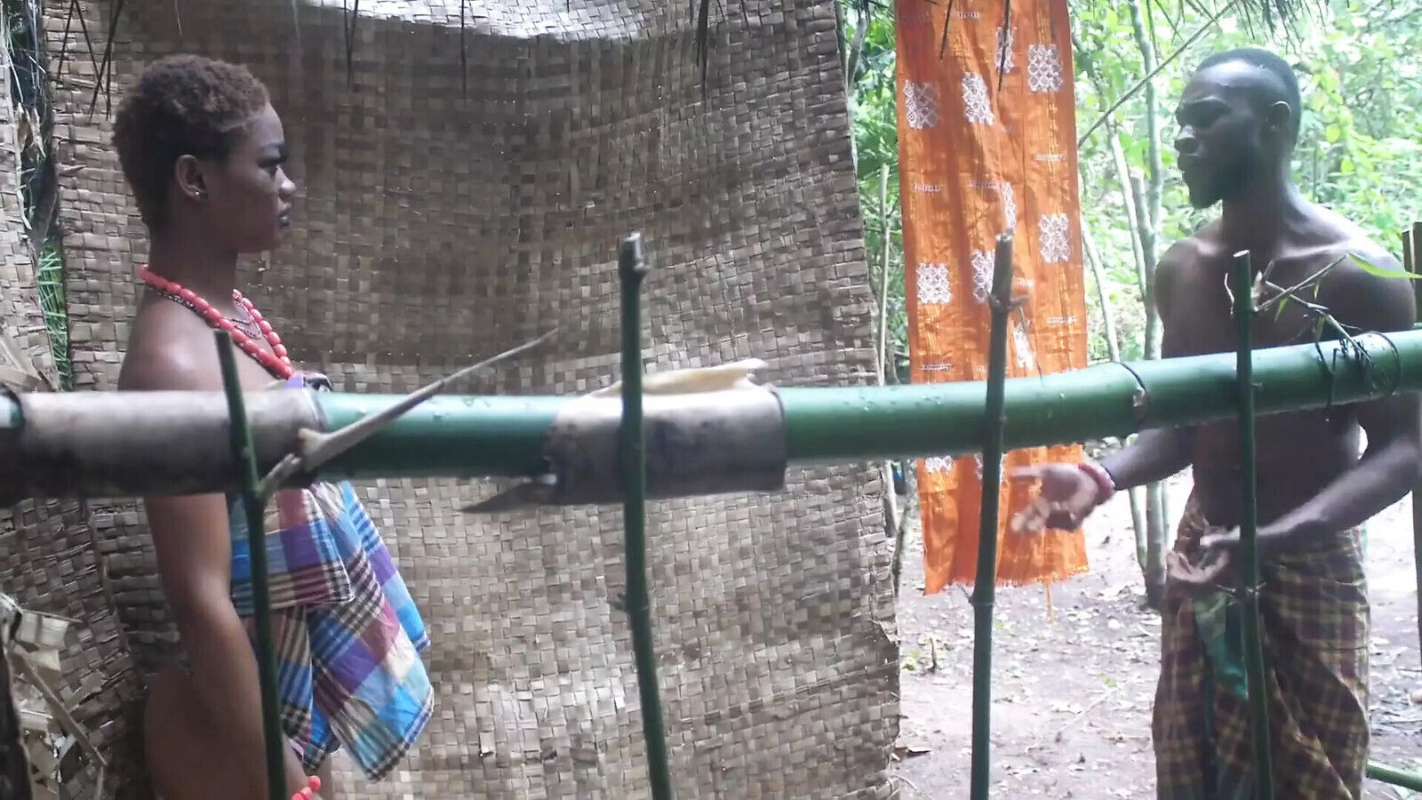 Village Outdoor Love Begging Wife's Younger Step Sister Show Boobs Pussy