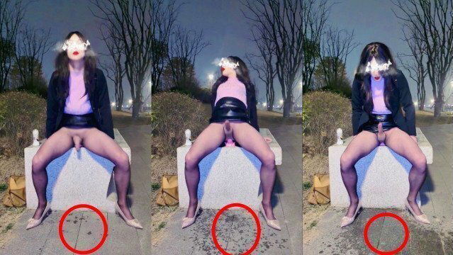 slutty Chinese ladyboy park sidewalk wet?
