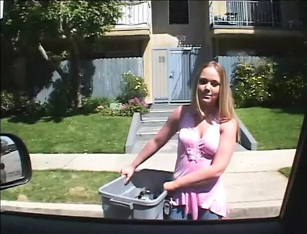 Horny blonde sucks large nuts