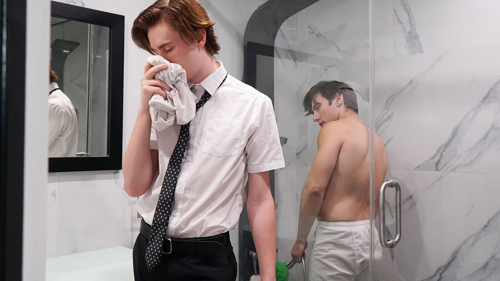 Missionary Catches Elder Sniffing Boxers While Stroking