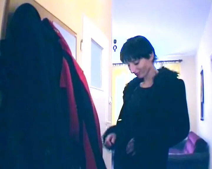 Skinny German slut stuffs herself with dildo