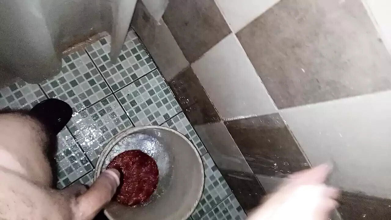 shaves penis then masturbates shower