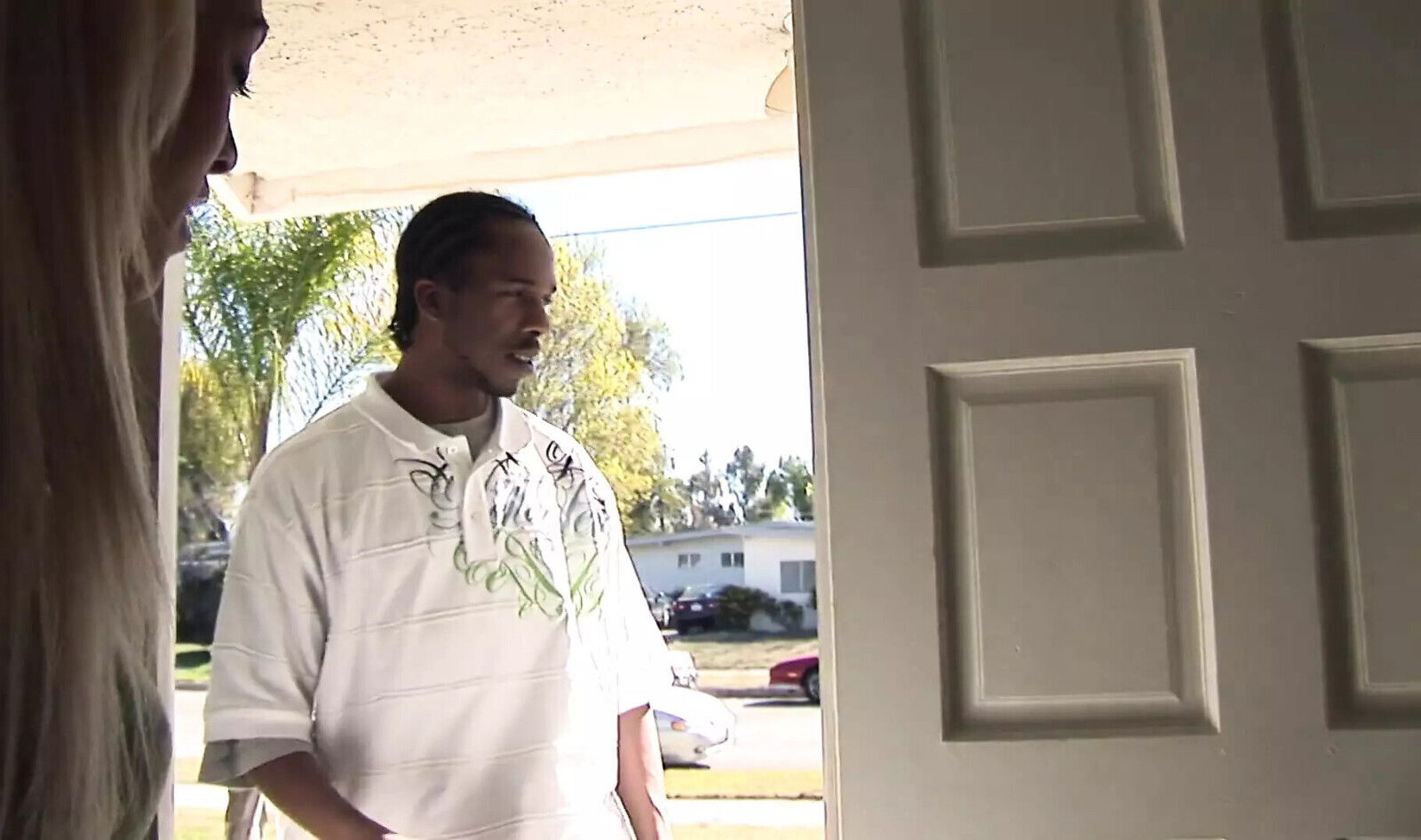 Blonde ebony whore against huge