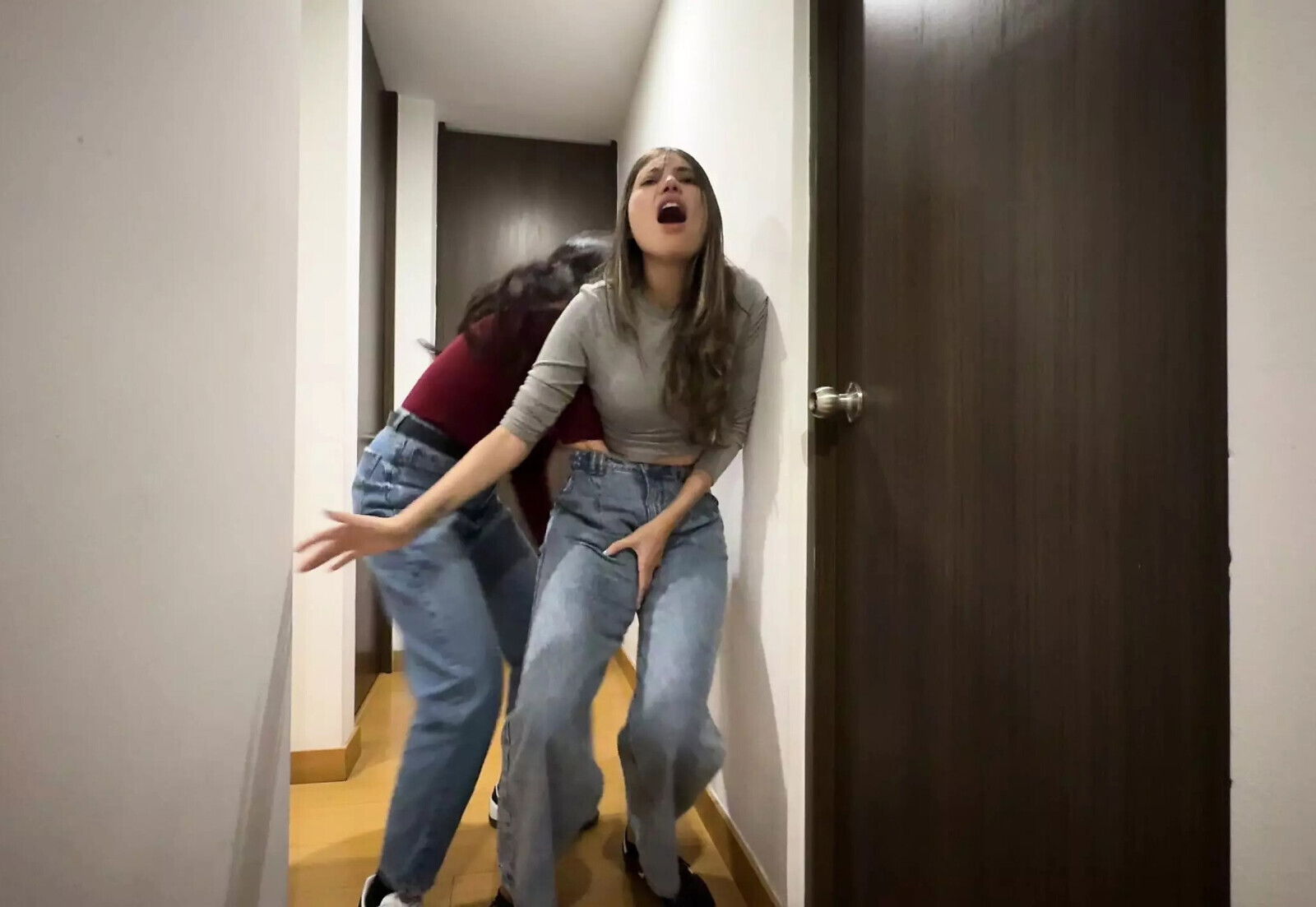 strangers play touching each other under their pants rubbing their asses