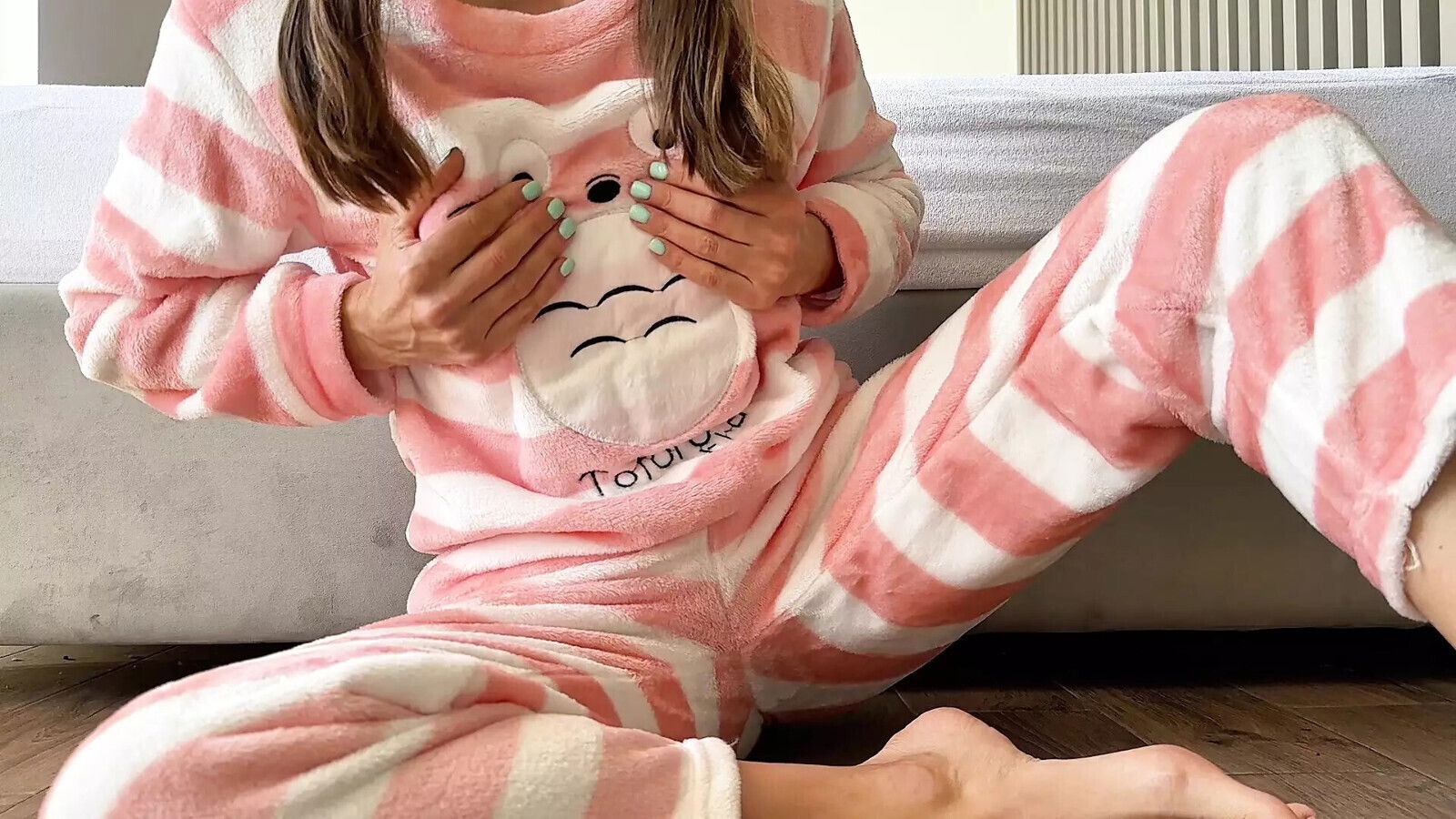 asian schoolgirl pajama teasing small fingering pussy squirt orgasm