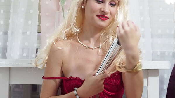 Blonde Ariel Ortiz horny stepdad masturbated with biggest Luxy vibrator