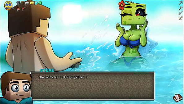 HornyCraft Parody Hentai game PornPlay Ep.21 creeper girl gave public titjob beach before gave first pussy creampie