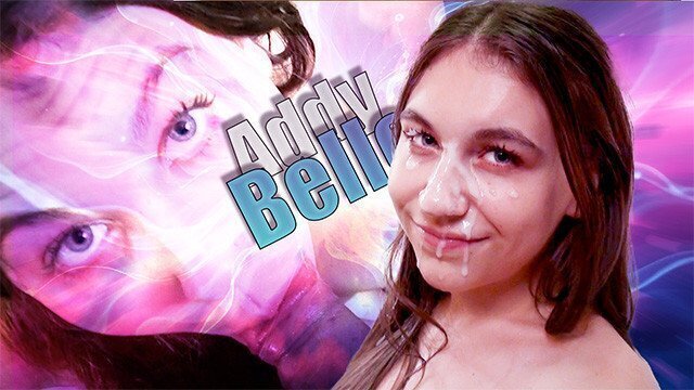 teen, Addy Belle, gets facial dripping after blows