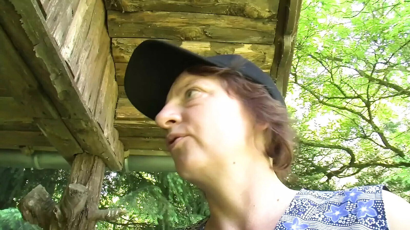 Slimy fuck with Helga garden neighbors watch curiously