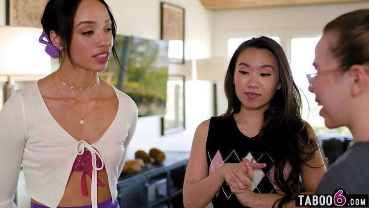 Ebony Teen Alexis Appreciates Asian Lesbian Kimmy Kimm's Protection