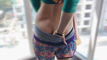 Hairy teens fucking risky front window opposite building sexy stripping front window, just showing cute milky