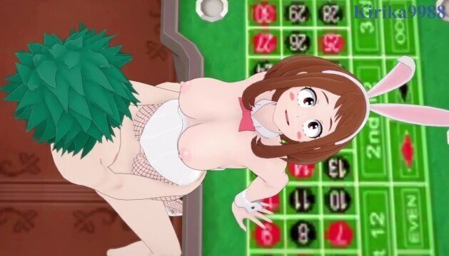 Ochako Uraraka Izuku Midoriya have intense casino. Hero Academia Hentai