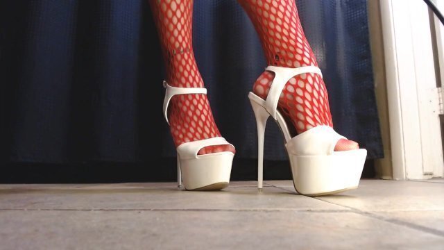 Sexy Spiked White Heels Fishnet Stockings