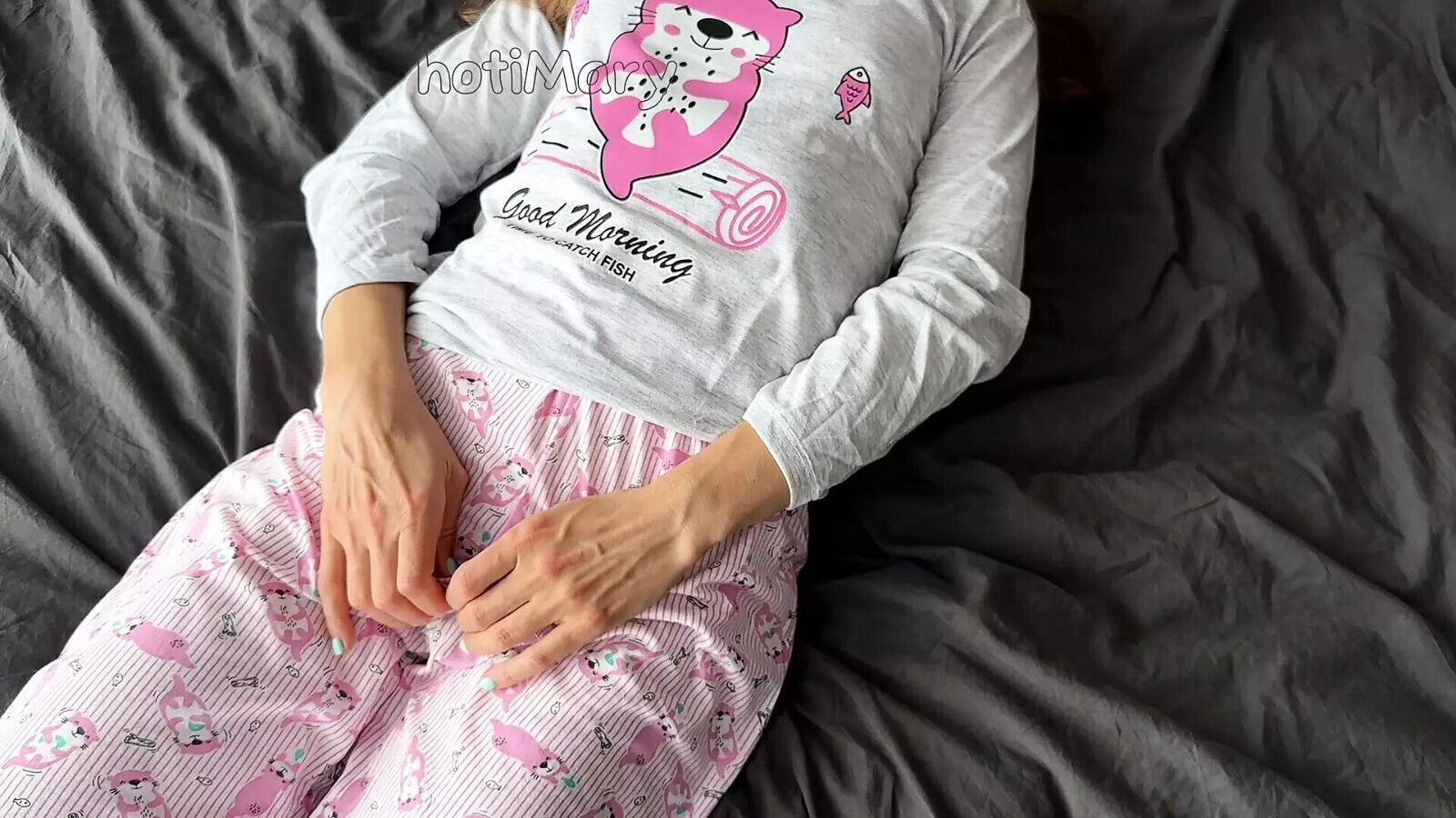 horny teen 18yo pajama fingering pussy squirt cumshot from