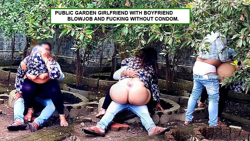 garden Girlfriend with boyfriend blowjob fucking without condom.
