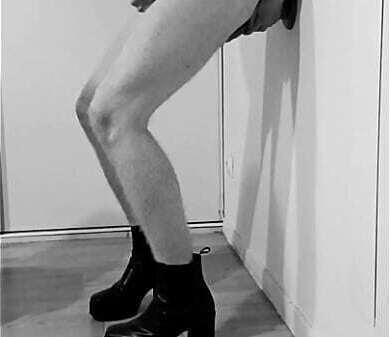 ride GIANT dildo wearing BOOTS