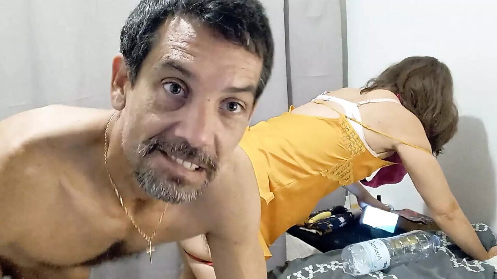 French amateur, doggystyle fuck, satin lingerie, clothed sex, blowjob, rimjob part