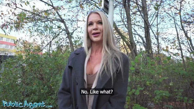 Public Agent Blonde British MILF sloppy outdoors public blowjob English teacher hardcore