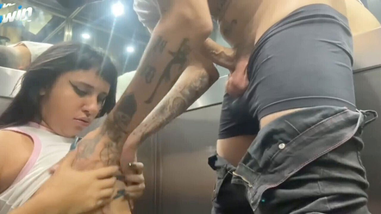 Trapped elevator with neighbor, wild session ensues! Elevator bang with naughty neighbor