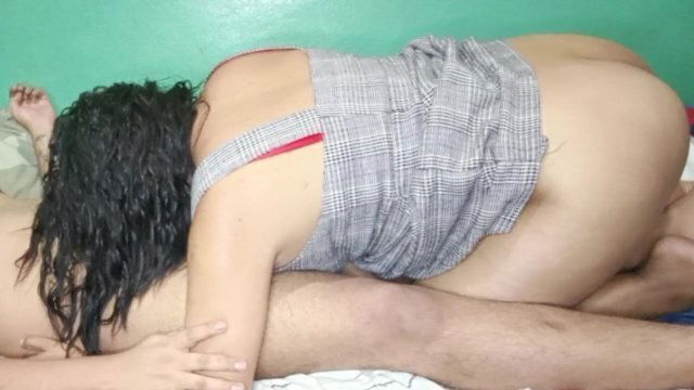 Cheating married brunette invites lover home when husband