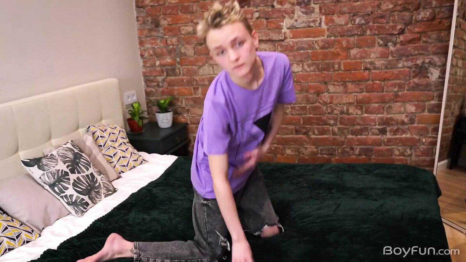 Blonde Twink Strokes Uncut Meat