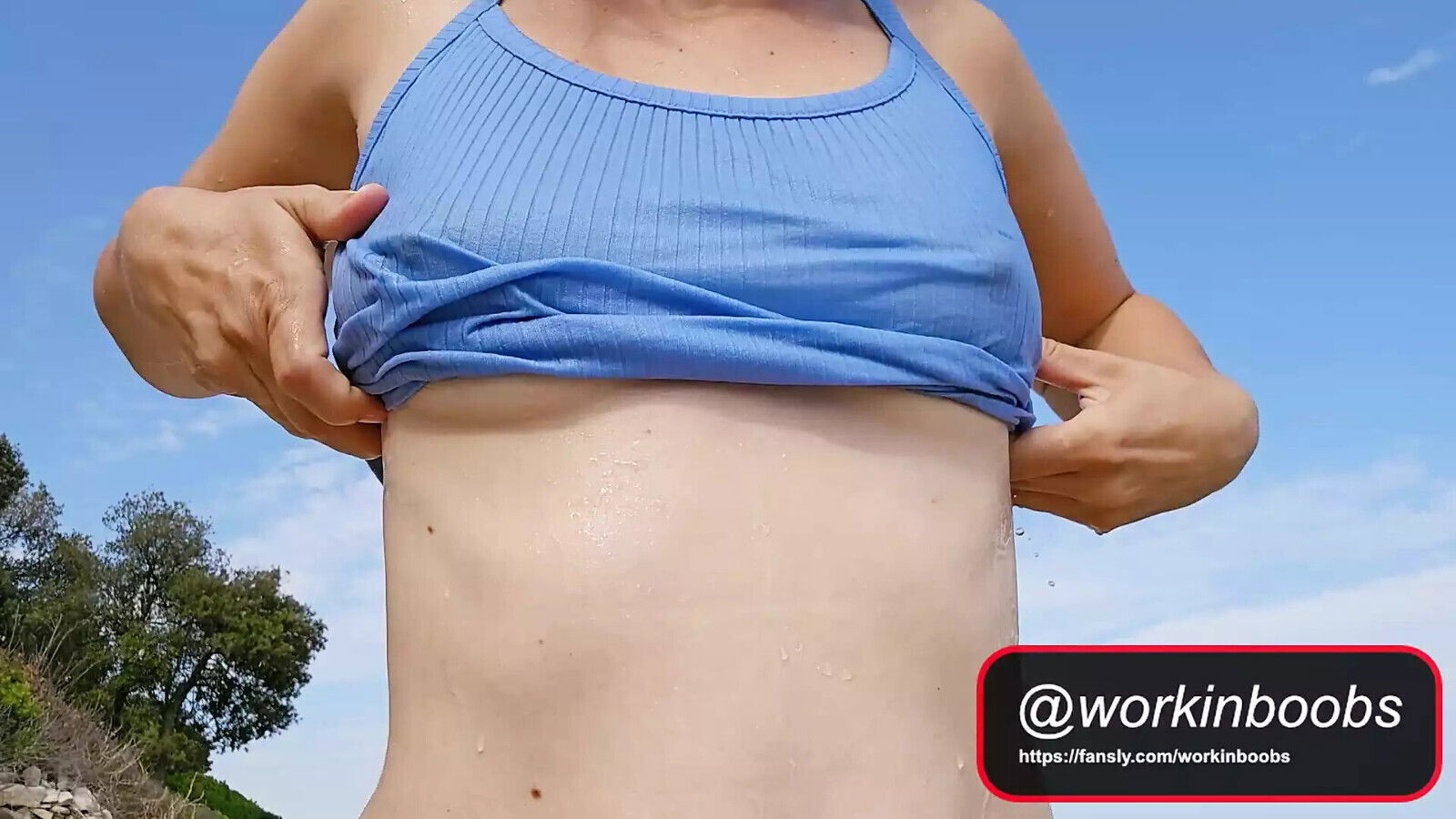 Walking Topless Public Beach Showering Flashing Bouncing