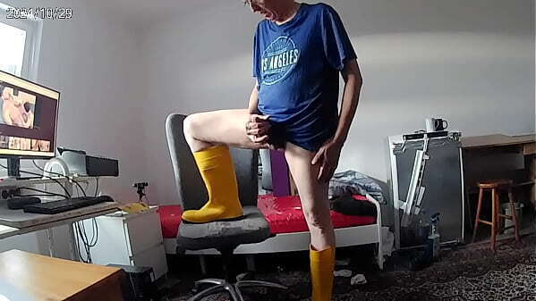 Gelbe Gummistiefelgoileglatze