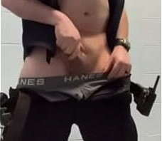 Uniformed DILF Strips Down and Strokes Cock