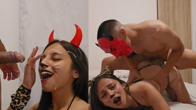 Dulce Truco Mano Viendo Peliculas Terror Halloween Halloween Huge Cumshot